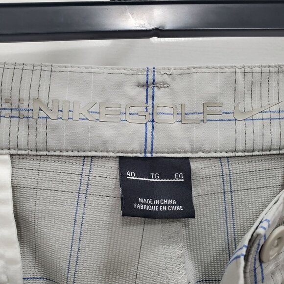 NikeGolf Nike Golf Men Big & Tall Light Gray Blue Plaid 12" Flat Front Short 40 - Picture 4 of 8